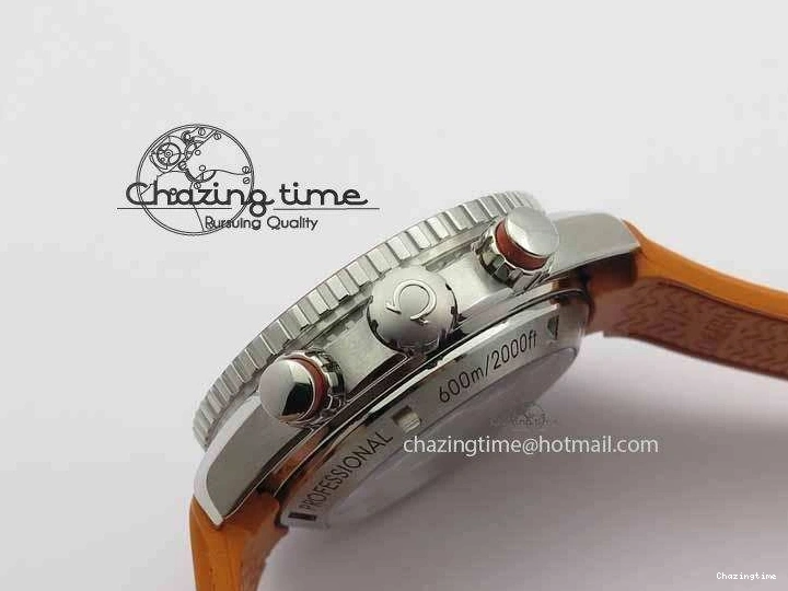 0513 Planet Ocean Master Chrono 45mm SS OM 1:1 Best Edition Black Dial On Orange Rubber Strap A Attractive 8170
